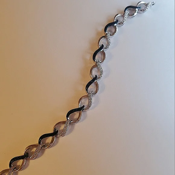Sterling Blue White Diamond Infinity Bracelet - Picture 7 of 17